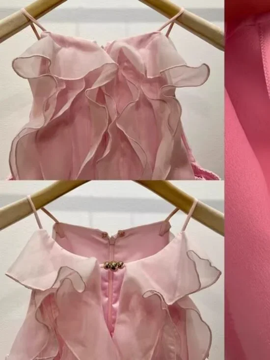 Soft Pink Tiered Ruffle Halter Maxi Gown-aje-size(AU6/US4/M) - Picture 10 of 11